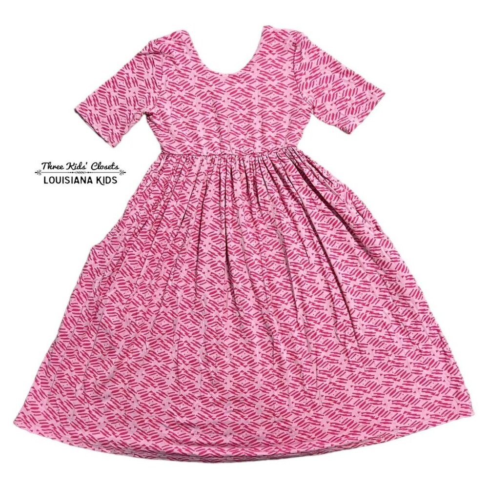 Remie Girl Sz 8 Pink Print Pocket Dress